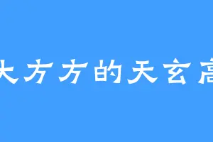 大大方方的天玄高手