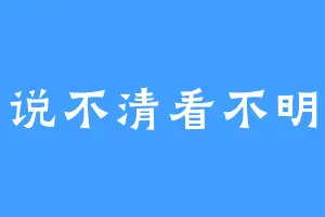说不清看不明
