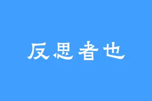 反思者也