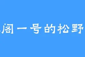 春风阁一号的松野轻松