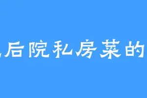 爱吃后院私房菜的浦泽