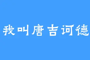 我叫唐吉诃德