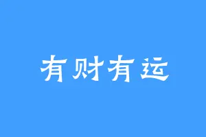 有财有运