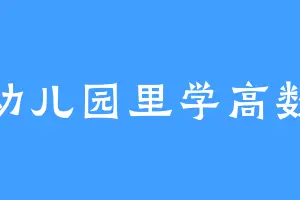 幼儿园里学高数